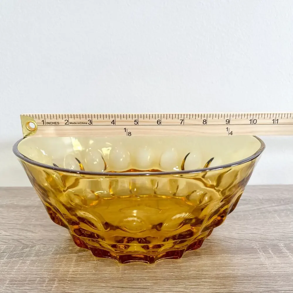 Vintage MCM Amber Thumbprint Large Serving Bowl